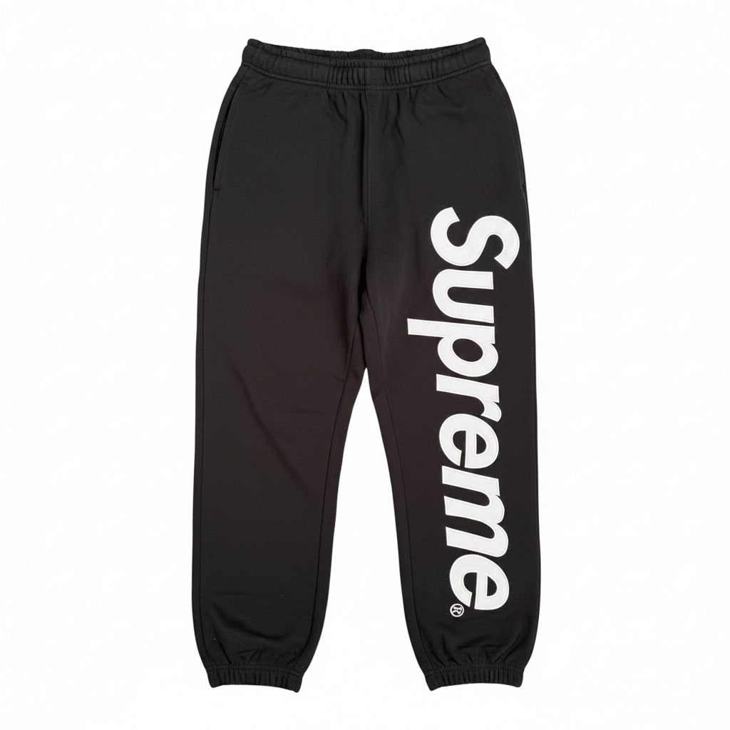 Supreme Satin Logo Joggers | Supreme Satin Appliqué Sweatpants | Supreme Premium Streetwear Joggers | Supreme Embroidered Satin Joggers | Supreme Classic Black Satin Joggers|