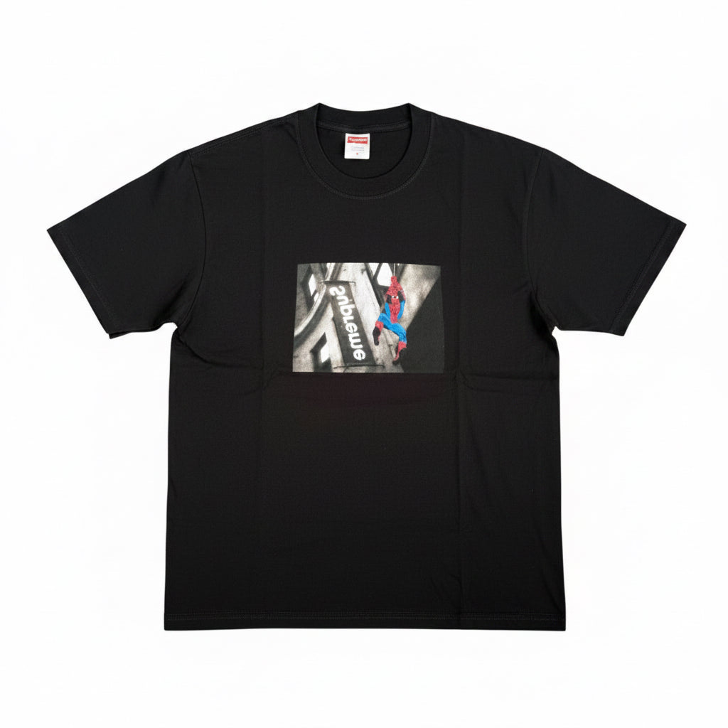 | Supreme Spider Graphic Black T-Shirt | Supreme Hero Black Graphic Tee | Spider-Inspired Supreme Black Tee | Supreme Web Hero Cotton T-Shirt | Supreme Comic Graphic Black Tee |